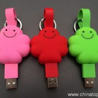 พวงกุญแจพกพาใบหน้ายิ้ม 2 ใน 1 สาย USB สำหรับ Ios Android 2