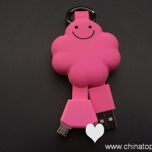 Smile Face Portable Keychain 2 in 1 USB Cable for Ios Android - Image 4