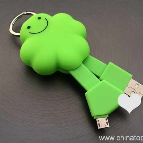 Smile Face Portable Keychain 2 in 1 USB Cable for Ios Android - Image 5