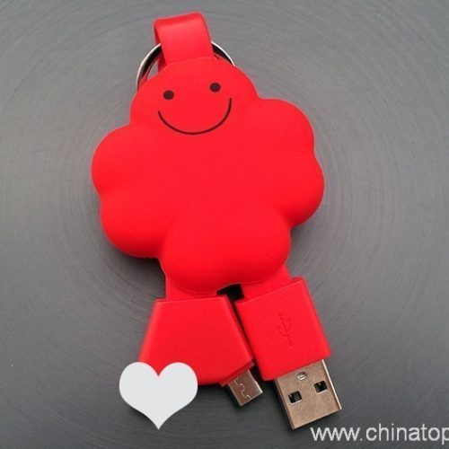 Smile Face Portable Keychain 2 in 1 USB Cable for Ios Android - Image 6