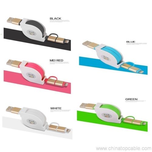 Retractable noodles 2 in 1usb cable with cover for phones - Image 5