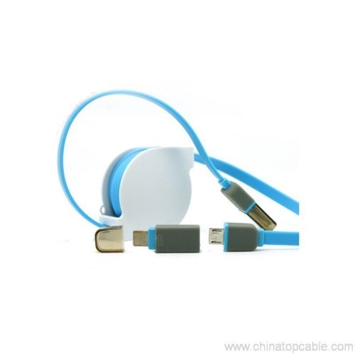 Retractable noodles 2 in 1usb cable with cover for phones - Image 4