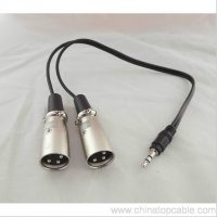 Stereo TRS Audio To 2 Dual 3 Pin XLR Male Microphone Cable 1Ft 30cm 3