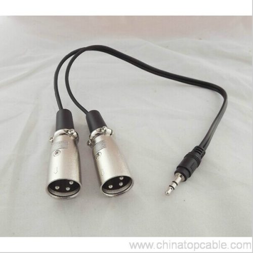 Stereo TRS Audio To 2 Dual 3 Pin XLR Male Microphone Cable 1Ft 30cm - Image 4