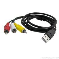 USB A Jalu ka 3 Kabel RCA Konéng / Bodas / Beureum Pidéo 2 Kabel Data Audio Kabel 2