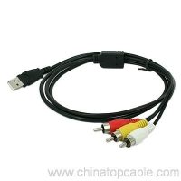 USB A Male à 3 RCA cavu Yellow / White / Video Red 2 doppu avìrilu Cable Dati Audio