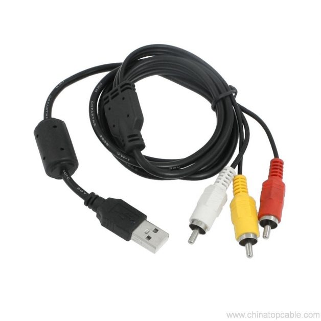 USB A Male ho 3 RCA kabel Yellow / White / Red Video 2 Audio Data Cable