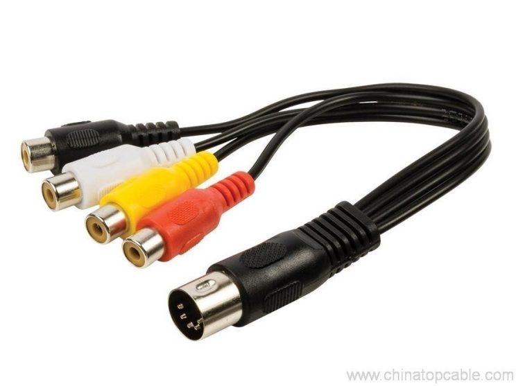 High Quality 4pin/5 Pin/6pin Mini DIN Plug to RCA Audio Cable 1m 2
