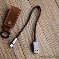 Leather 2.4A new design keychain micro usb cable 3