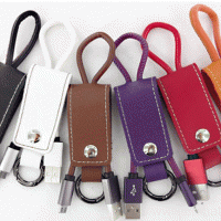 Leather 2.4A new design keychain micro usb cable 4
