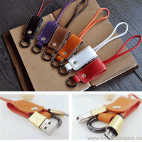 Leather 2.4A new design keychain micro usb cable 6