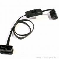 16Perno plana delgado como fideos OBD2 OBD OBDII Auto auto ELM327 Cable de extensión con conector del adaptador interruptor tipo 4