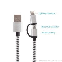 Vysoká rýchlosť 2 v 1 Micro USB kábel nylon pletené USB dátový kábel 2