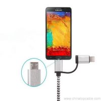 Hoge snelheid 2 in 1 Micro Usb kabel Nylon gevlochten Usb Data kabel 3