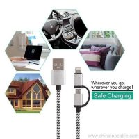 Ere giga 2 ni 1 Micro Usb Cable Nylon Braided Usb Data Cable 4