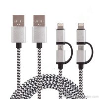 High Speed 2 میں 1 Micro Usb Cable Nylon Braided Usb Data Cable 6