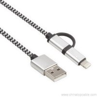High Speed 2 di 1 Micro Usb Cable Nylon Braided Usb Data Cable 8