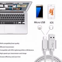 Multifunction braided micro usb cable 2 apud 1 cable for iphone 5