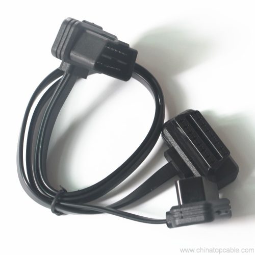 Obd obd2 Extension Cable 16 Pin ELM327 Male To dual Female Y Splitter Elbow Noodle Cable - Image 3