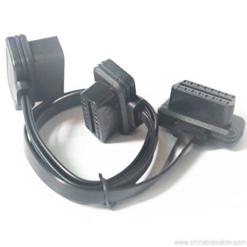 Obd obd2 Extension Cable 16 Pin ELM327 Male To dual Female Y Splitter Elbow Noodle Cable - Image 4