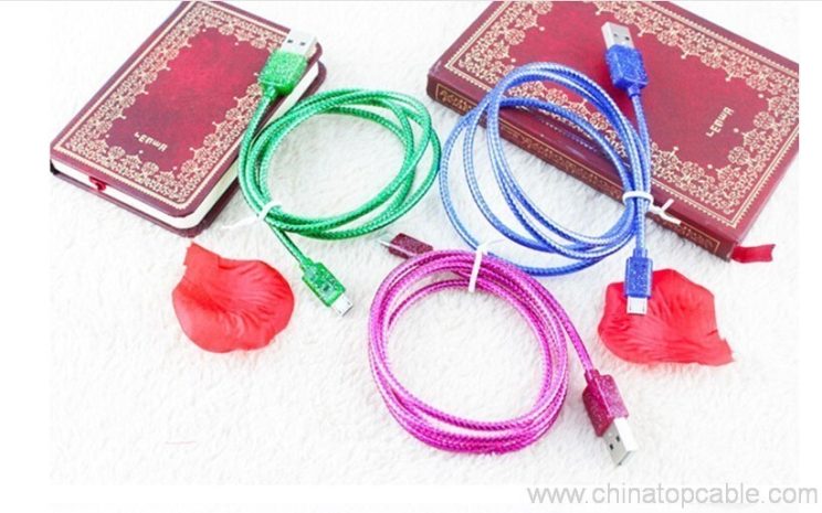 Reflective USB Data Line For iPhone and android 8 Reflective Braided USB Data Cable, 1m