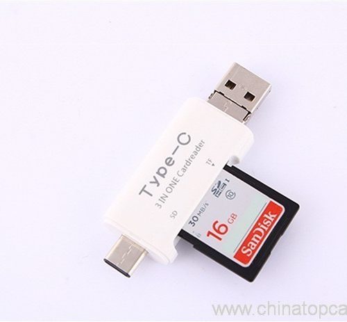 USB Type-C 3 in 1 Card Reader