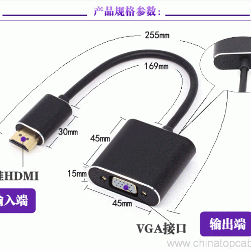 1080P HDMI Male TO VGA Female Converter Adapter Cable - Image 8