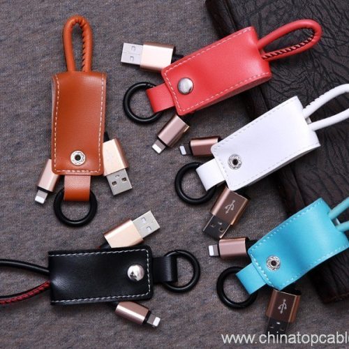 Leather Keychain USB Data Charger Cable for iPhone 7 6 6plus 5 5s - Image 3
