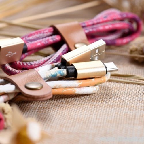 Super Strong PU Leather Metal Plug Micro USB Cable for Samsung Andriod Smart Phone - Image 5