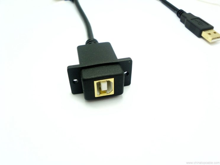 usb2-0-am-to-bf-extension-panel-mount-cable-03 USB 2.0 B Male to B Female Panel-Mount Extension Cable