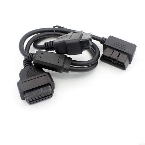 1 to 2 90 angle head OBD-II 16 Pin Male to M/F Splitter Extension Diagnostic Cable - Image 3