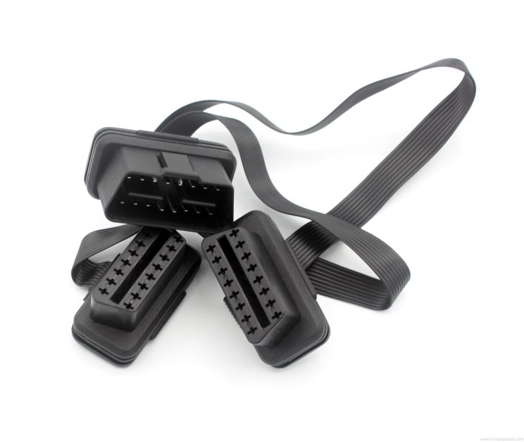 1 to 2 Flat OBD-II 16-Pin Splitter Extension Cable