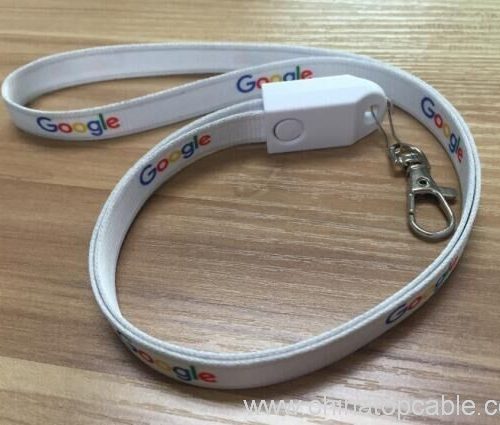Braided Lanyard Flat Noodle Silk Printed USB Data Cable for Trade Show or Gifts