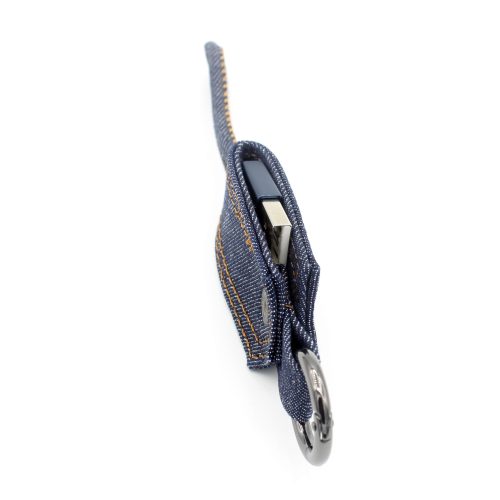 Jean Cloth Key Chain USB Sync Charging Cable For Mobile Phones - Image 6