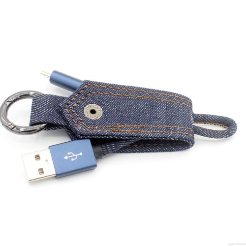 Jean Cloth Key Chain USB Sync Charging Cable For Mobile Phones - Image 9