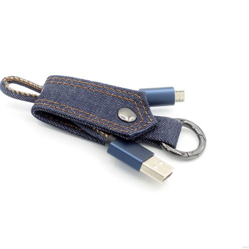 Jean Cloth Key Chain USB Sync Charging Cable For Mobile Phones - Image 10
