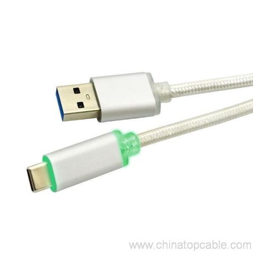 LED USB Cable Metal Head Type C to USB 3.0 Type A with Braiding - Image 4