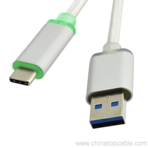 LED USB Cable Metal Head Type C to USB 3.0 Type A with Braiding - Image 5