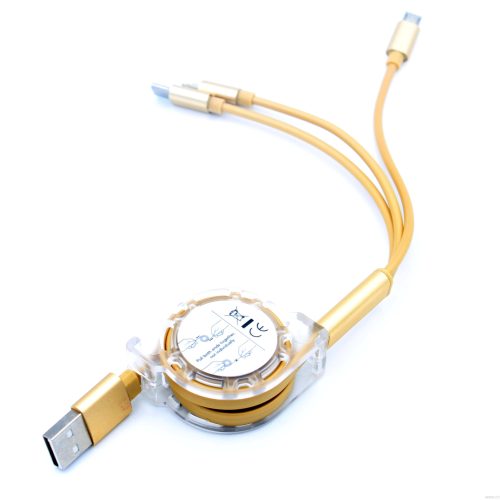 3 in 1 multifunction Retractable USB Charging Cable With Micro USB, Type C, 8 Pin For iPhone,Samsung and other Mobile Phones - Image 4