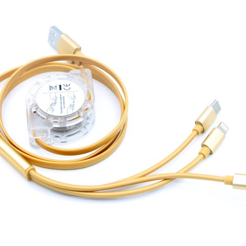 Retractable 3-in-1 USB Cable, TPE, 5V 2A