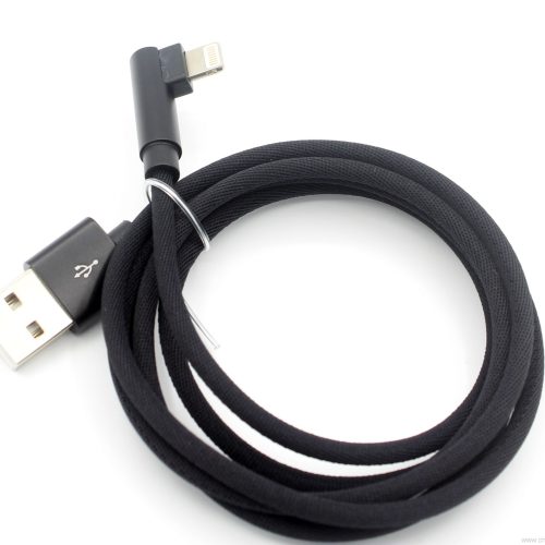 Durable Fabric Cloth 90 Degree Right Angle USB Charging Data Cable 1.2m For iPhone - Image 3