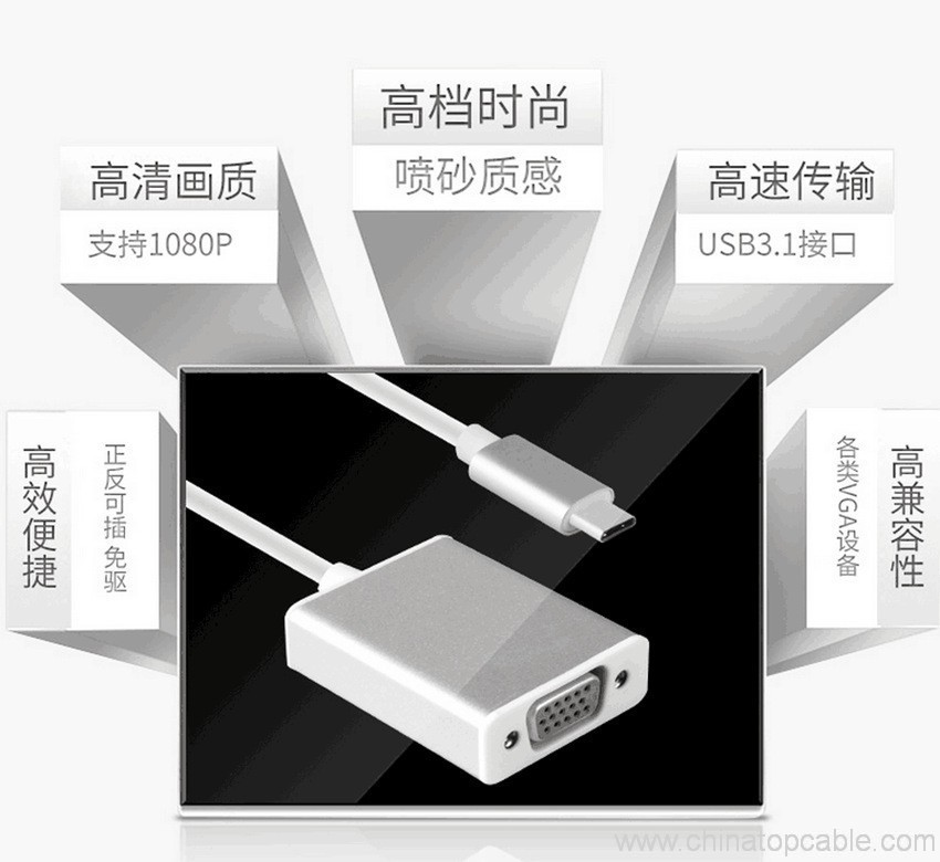 Високошвидкісний USB 3.1 Кабель-конвертер адаптера type C на VGA для ...