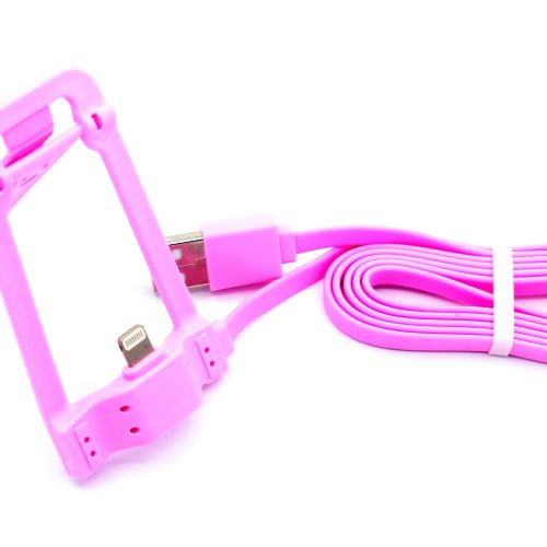 Mobile Phone Stand Holder with Flat USB Charging Data Cable 1.2m - Image 4