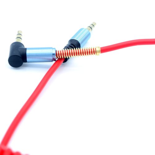 Right Angle 90 Degree Male to Male Retractable Spring Car Stereo Audio Aux Cable - Image 3