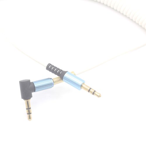Right Angle 90 Degree Male to Male Retractable Spring Car Stereo Audio Aux Cable - Image 4
