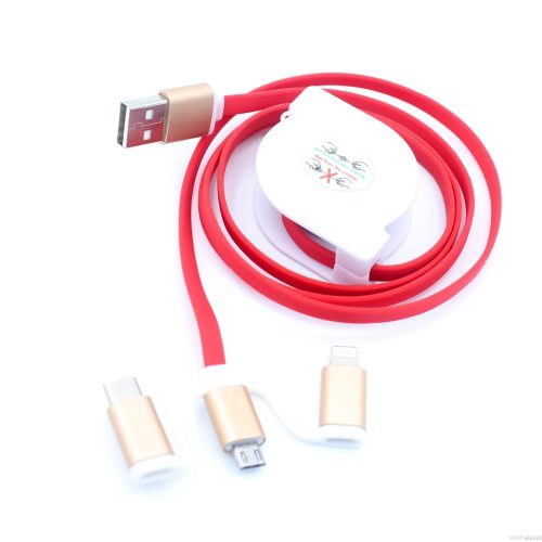 Retractable 3-in-1 Flat USB Cable
