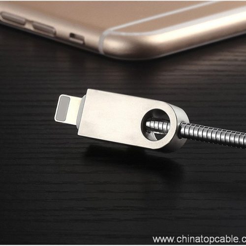 Spring Stainless Steel Soft Tube Zinc Alloy Connector 2.4A Fast Charging USB Data Cable - Image 3