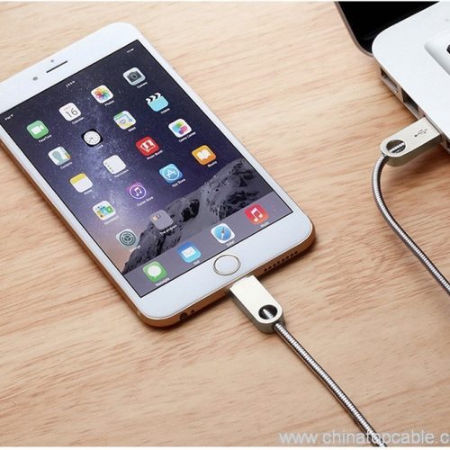Spring Stainless Steel Soft Tube Zinc Alloy Connector 2.4A Fast Charging USB Data Cable - Image 4