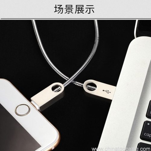 Spring Stainless Steel Soft Tube Zinc Alloy Connector 2.4A Fast Charging USB Data Cable - Image 5