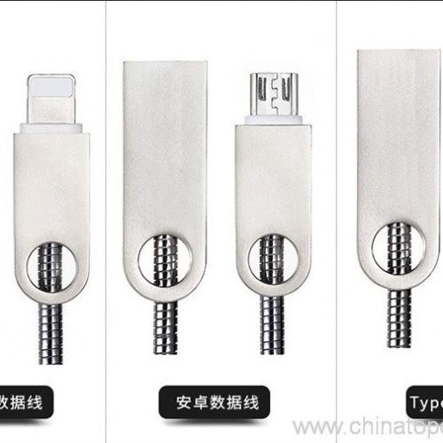 Spring Stainless Steel Soft Tube Zinc Alloy Connector 2.4A Fast Charging USB Data Cable - Image 7